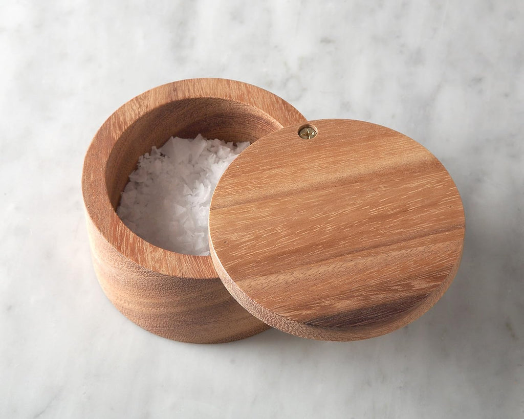 28221 Appalachian Salt Cellar, Acacia Wood, 4 x 4 x 2.5 inches, Brown