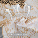 Luxudecor Floral King Comforter Set 7 Pieces Bed in a Bag, White Flower Print on Grey Bedding Set