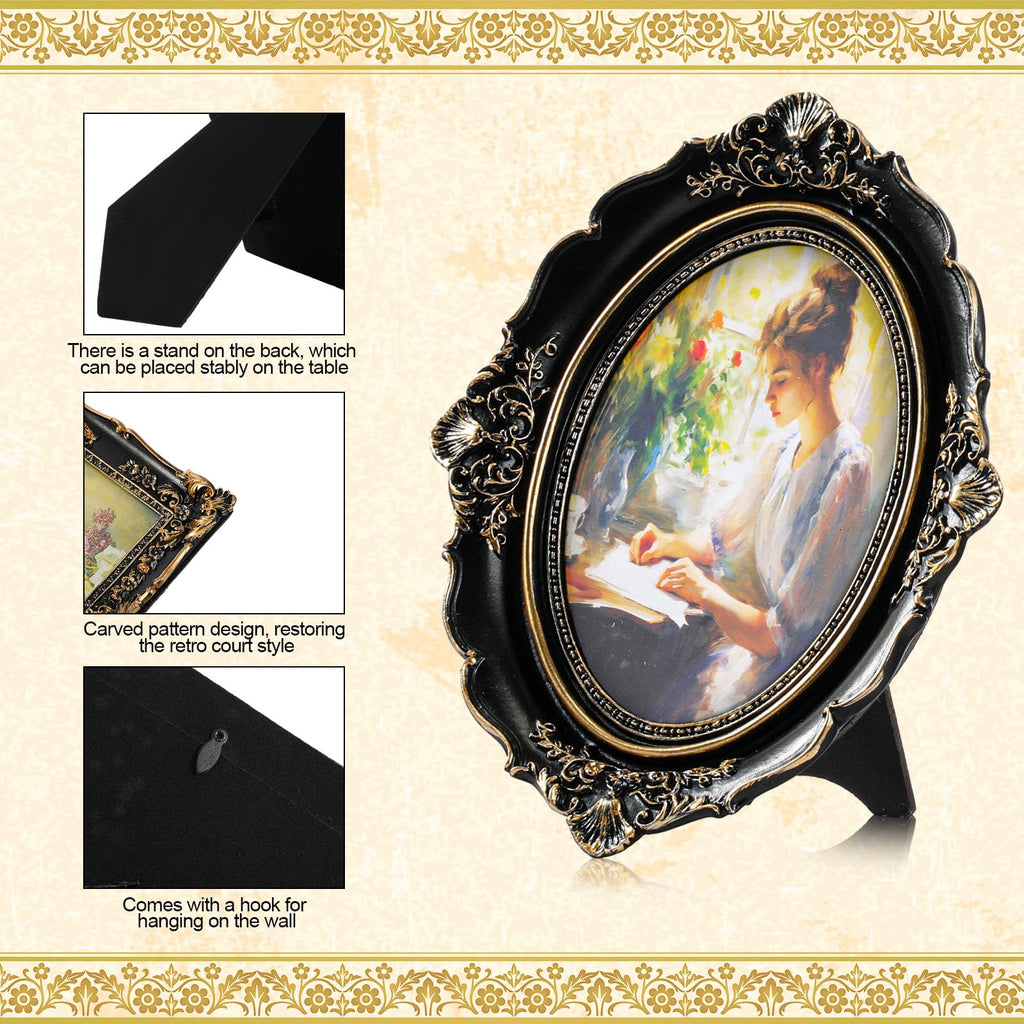 4 Pcs Vintage Picture Frames Set for Gallery Wall, Black Ornate Baroque Picture Frames, Antique Victorian Decorative