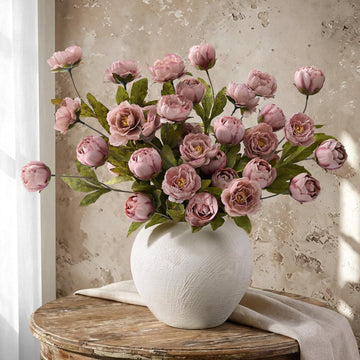 Faux Peonies Artificial Flowers for Vase - Set of 6