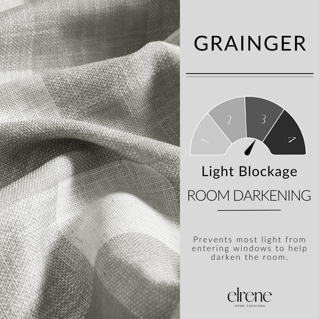 Grainger Buffalo Check Blackout Window Curtain, Gray - 52" W x 95" L