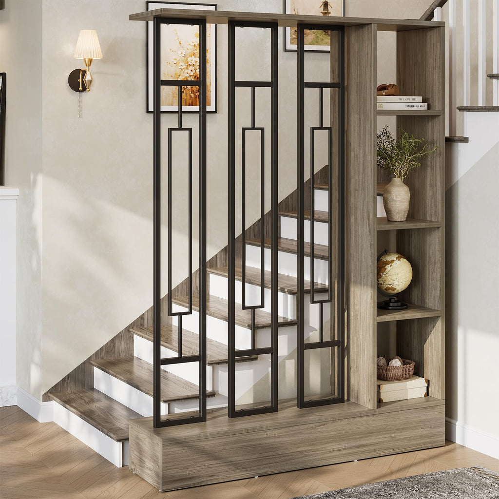 Room Divider with Shelves, 71" Freestanding Storage Room Divider