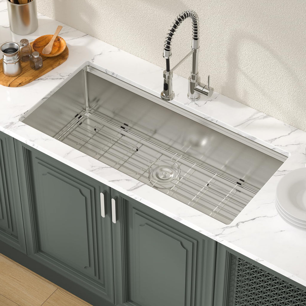 39 Inch Undermount Kitchen Sink Workstation Large Single Bowl Under Counter Kitchen Sink T304 16 Gauge Stainless