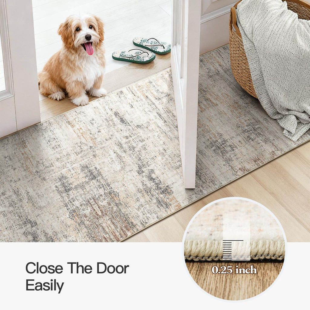 Area Rugs s, Abstract Washable Non-Slip Runner Rug, Gold