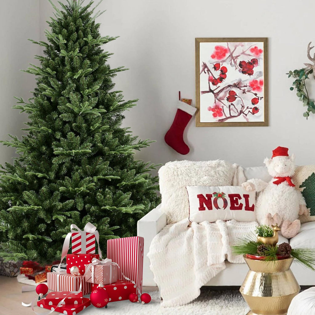 Artificial Christmas Tree, Premium Unlit Spruce Douglas Firs Christmas Tree with 2673 Branch Tips, Realistic Fake