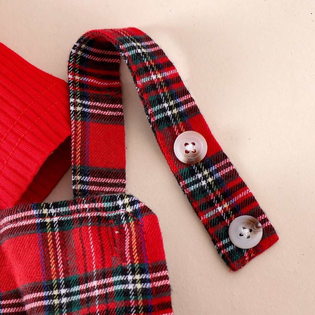Baby Clothes For Girls Newborn Baby Girl Christmas Outfit Long Sleeve Ruffle Cute Romper Plaid Dress Bow