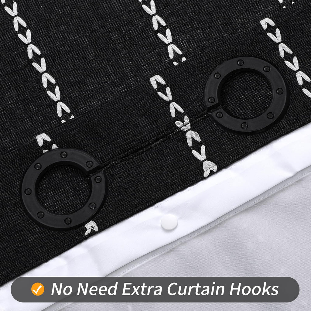 No Hook Boho Farmhouse Linen Black 72x74