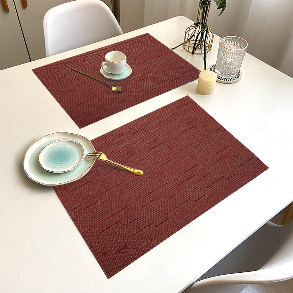 Red Vinyl Placemats Set of 8, Heat Resistant Table Placemats