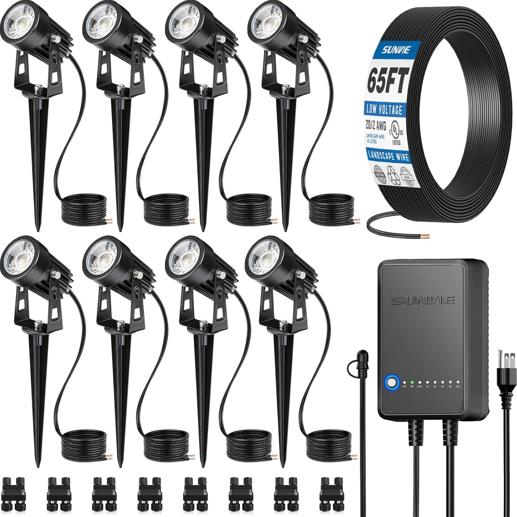 All-in-One Low Voltage Landscape Lighting Kit, Dusk to Dawn, 8 PCS | 3000K LED Low Voltage Landscape Lights, IP65