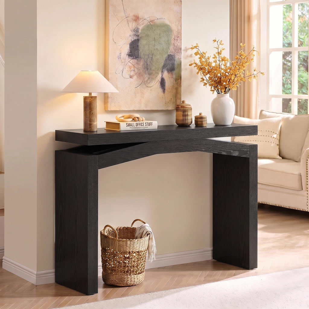 40-Inch Console Table, Farmhouse Sofa Table, Black