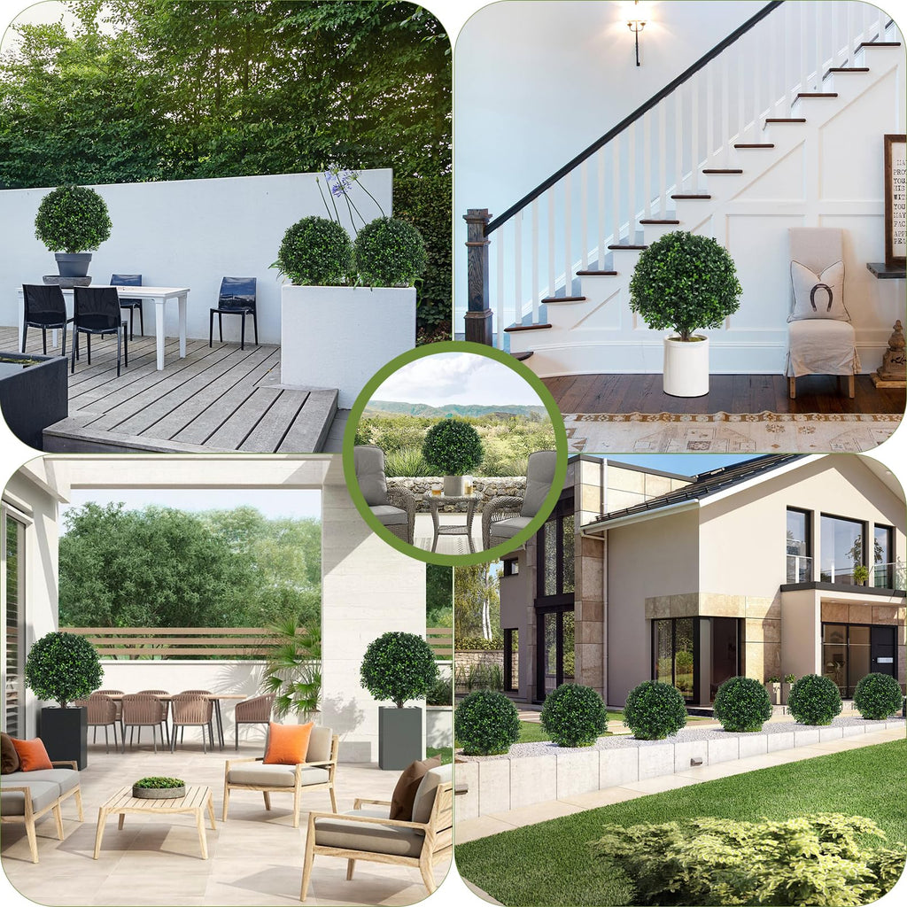2 Pack UV Resistant Artificial Boxwood Plants Outdoor Topiary