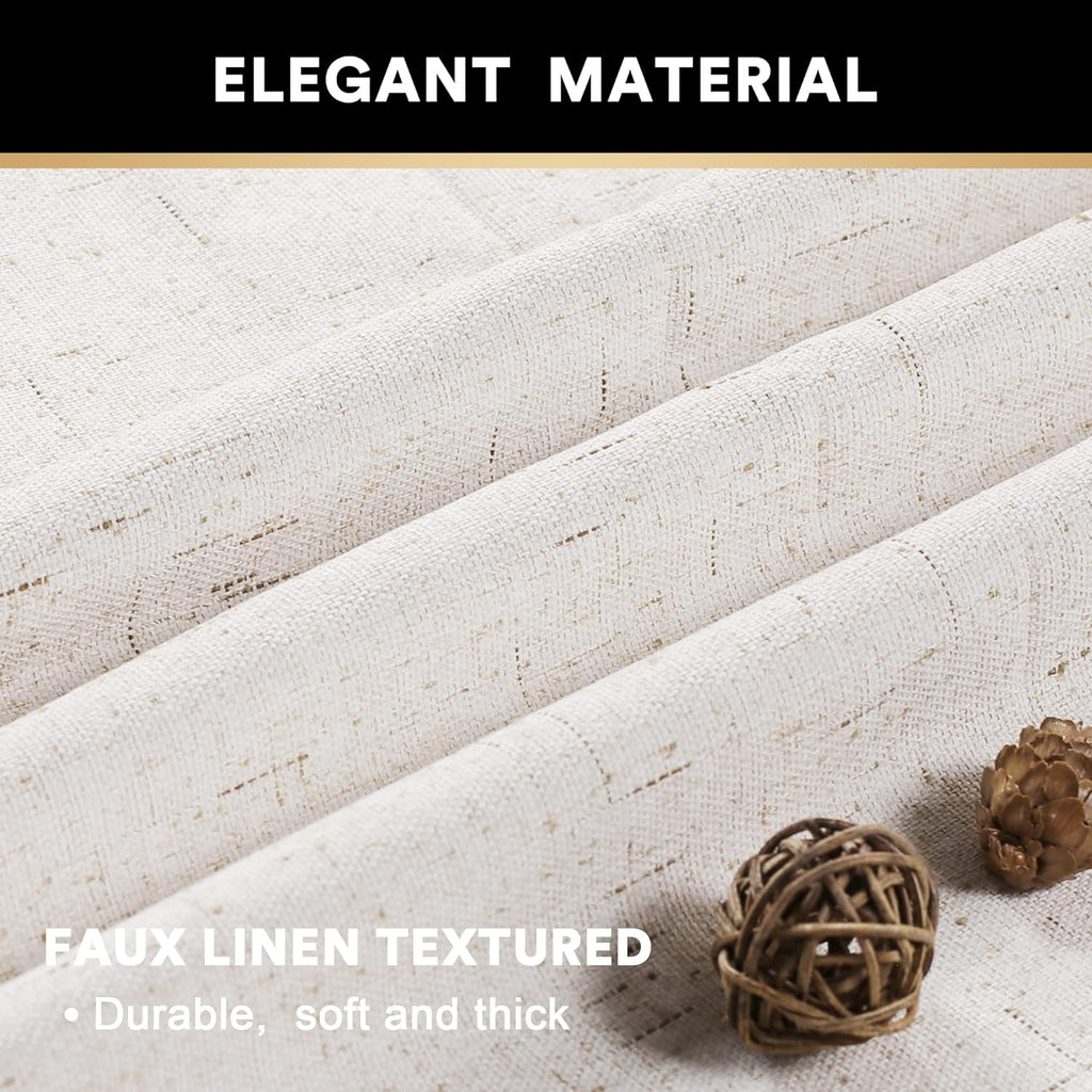 Primitive Textured 100% Blackout Curtains Noise Reducing Window Treatment Curtain Drapes, Burlap Fabric with White
