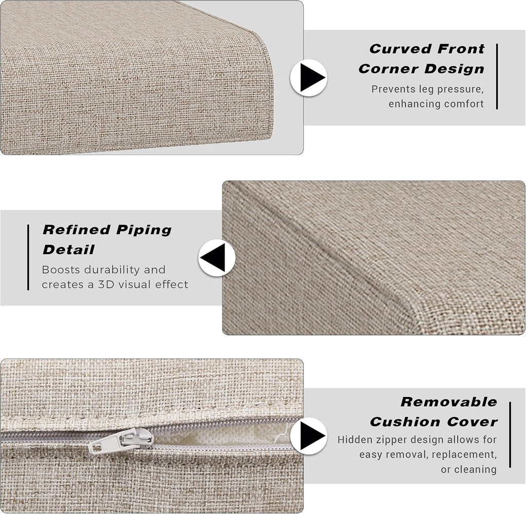Outdoor Deep Seat Cushions Set, 22x24 Inch Thick Patio Chair Cushion with Removable Cover, Water & Fade Resistant