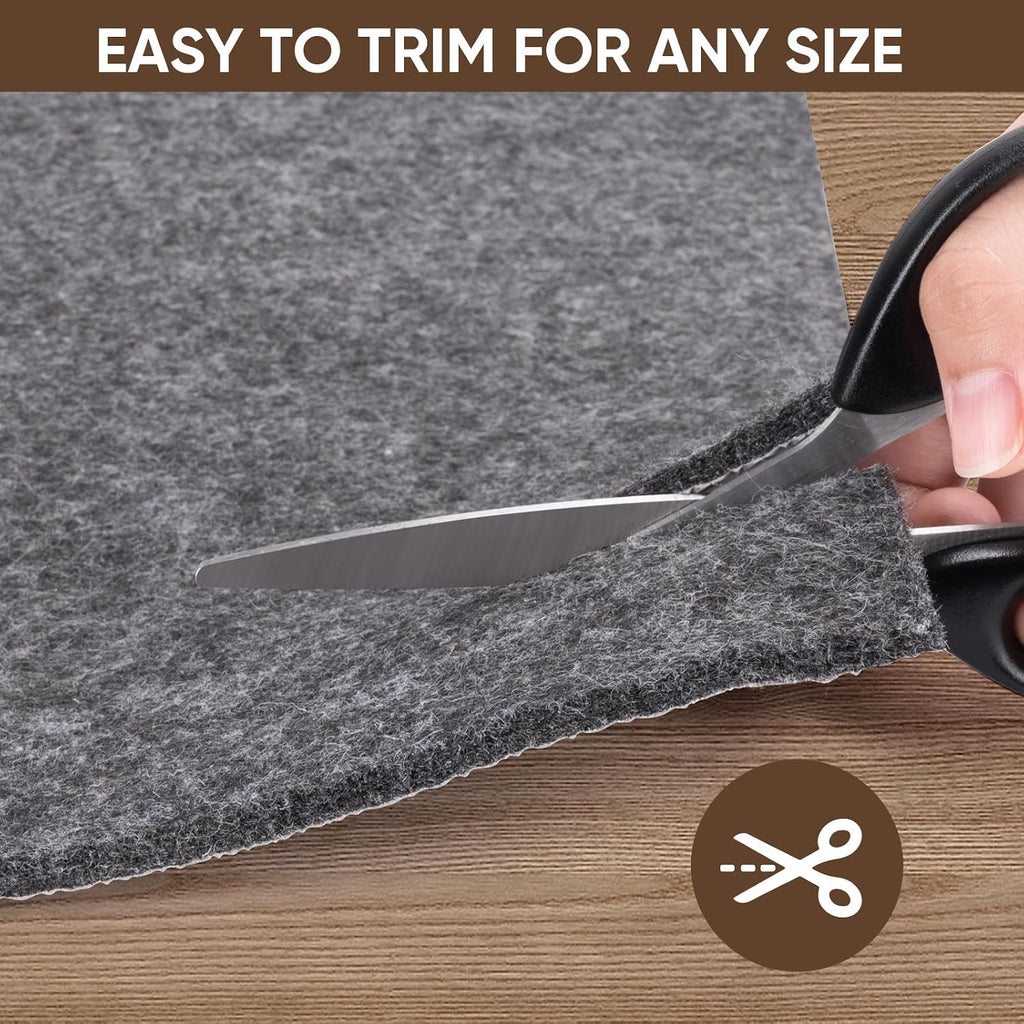 Felt Non Slip Rug Pads, Extra Large 1/8" Thick Felt and Rubber Backing, Shock Absorbing Carpet Pad for All Carpets