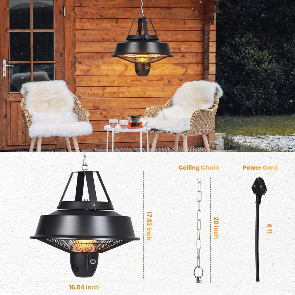 Infrared Hanging Patio Heater, Touch & Remote Control