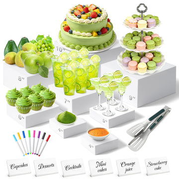 8PCS Acrylic Buffet Risers, Large Size 4"-10"