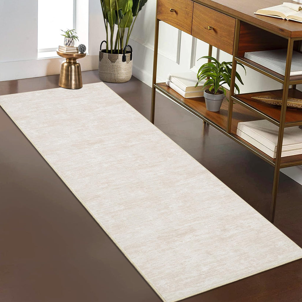 Modern Runner Rug 2.5x8 Stain Resistant Washable Kitchen Runner Carpet ith Rubber Backing Low Pile Contemporary Solid
