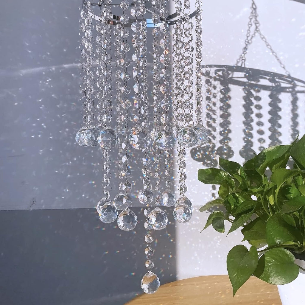 Chandelier Wind Chimes Shape Clear Crystal Prisms Balls Beads Hanging Suncatcher Pendant Garden Outdoor Home Decor Gifts