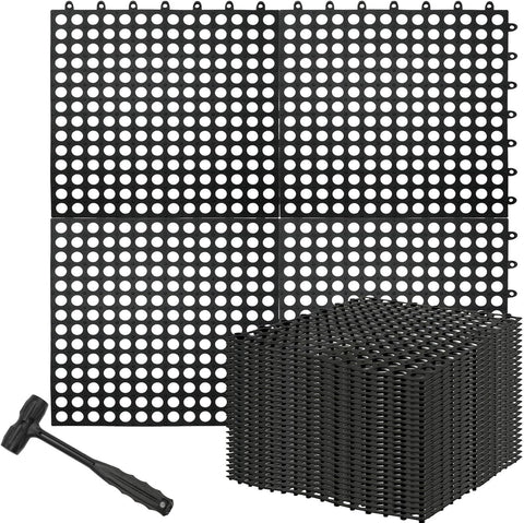 30Pcs Interlocking Drainage Floor Tiles, Modular Interlocking Floor Mats 11.8x11.8 Inch, Non-Slip TPE Quick-Dry Cushion