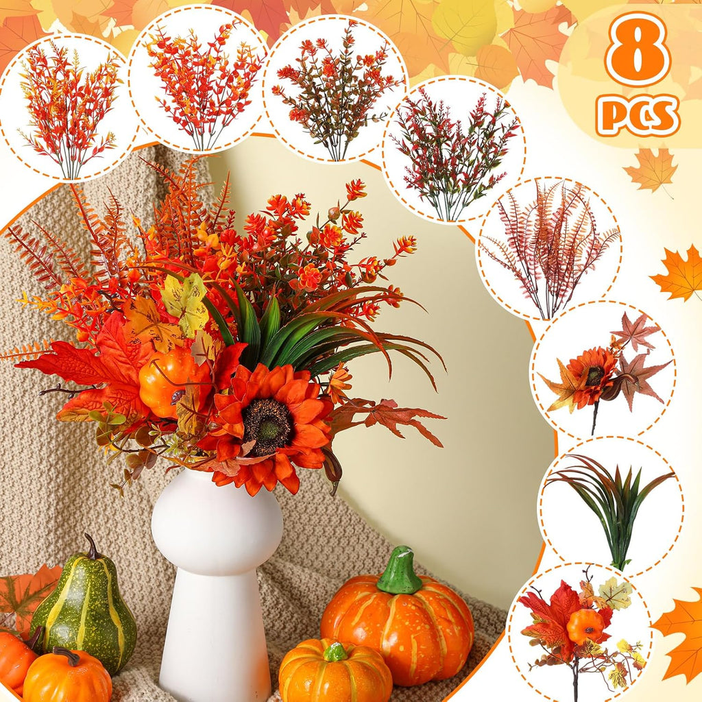 Fall Cornucopia Centerpiece Set with Leaves Pumpkin,Elegant