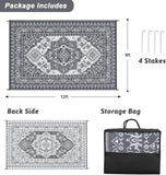 9x12 Outdoor Rug Waterproof Reversible Mat Indoor Outdoor Rugs Carpet, Boho Vintage Large Outdoor Pl