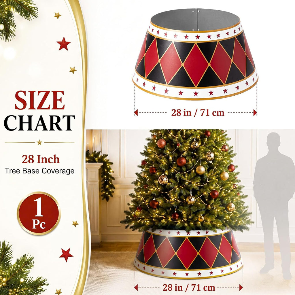 Metal Christmas Tree Collar,28 Inch,Nutcracker,Red
