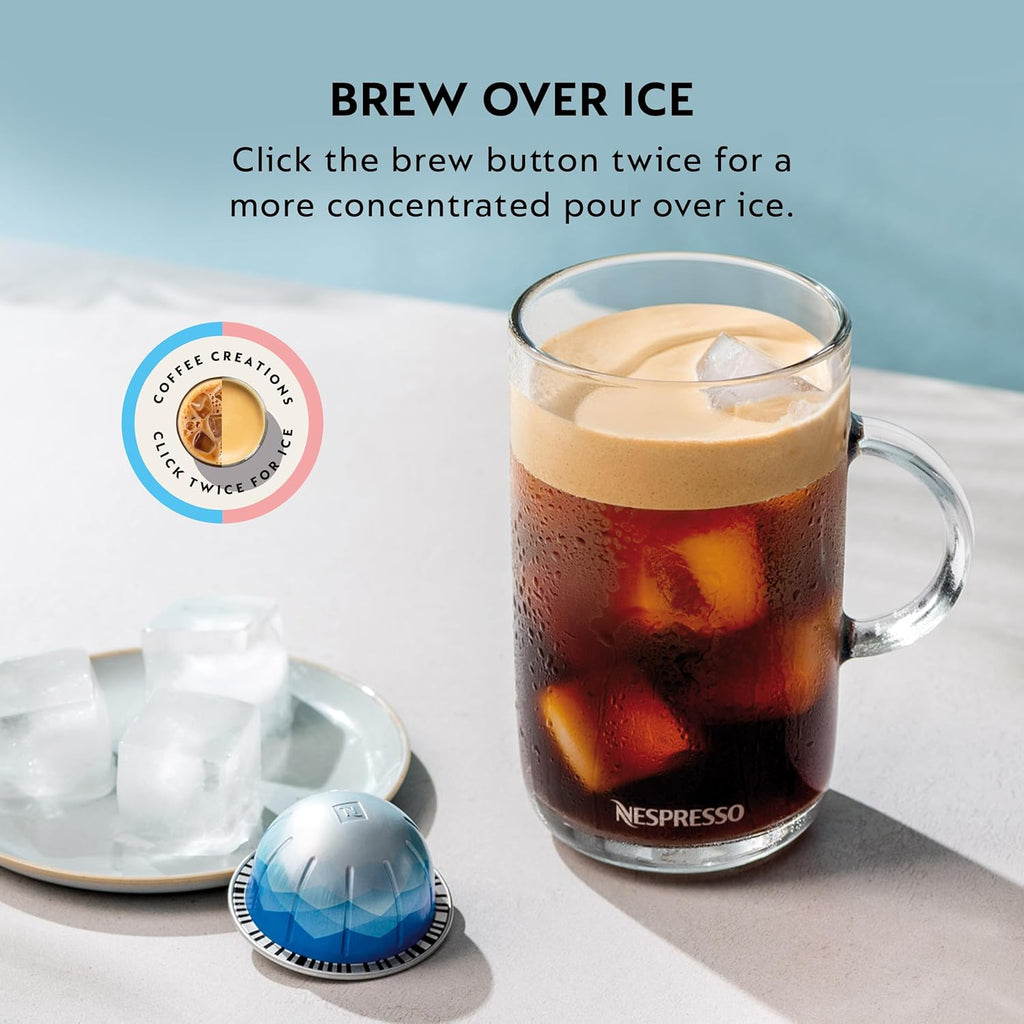 Vertuo Pop+ Coffee Machine with Milk Frother, Coconut White | White coffee and espresso maker by with compact design.