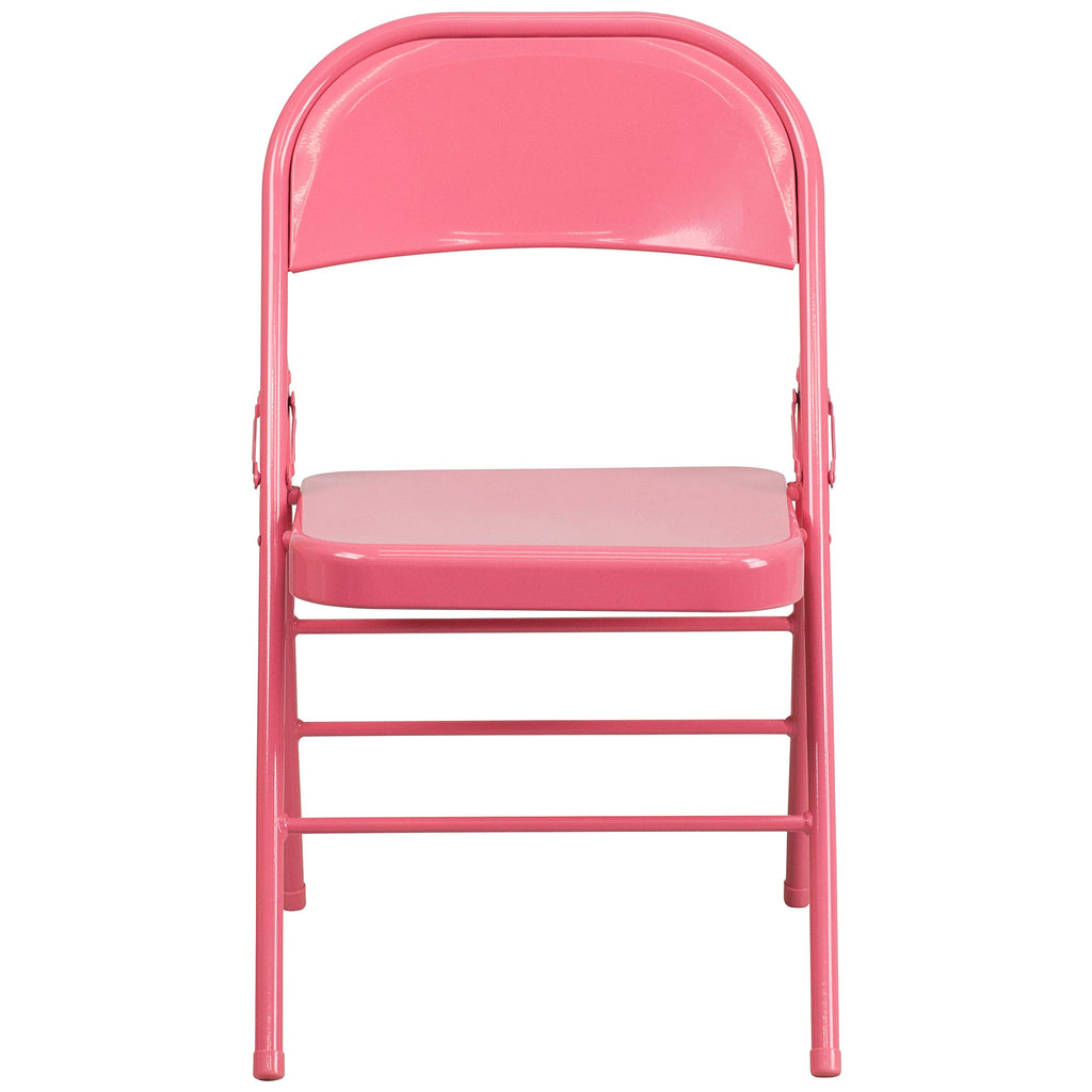 Pink Triple Braced Metal Folding Chair, 2-Pack