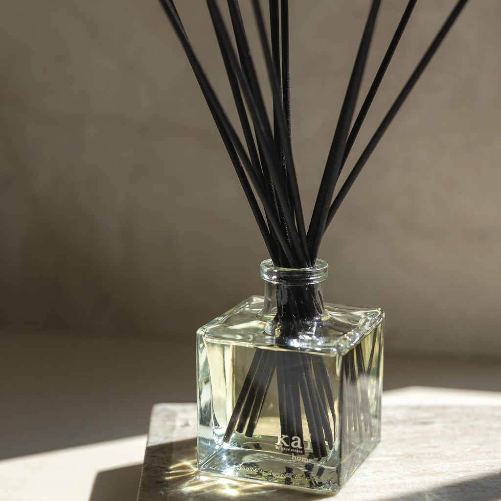 Reed diffuser - a fresh, beautiful, light gardenia scent wrapped in white exotics, 6.75 fl oz | long lasting, serene