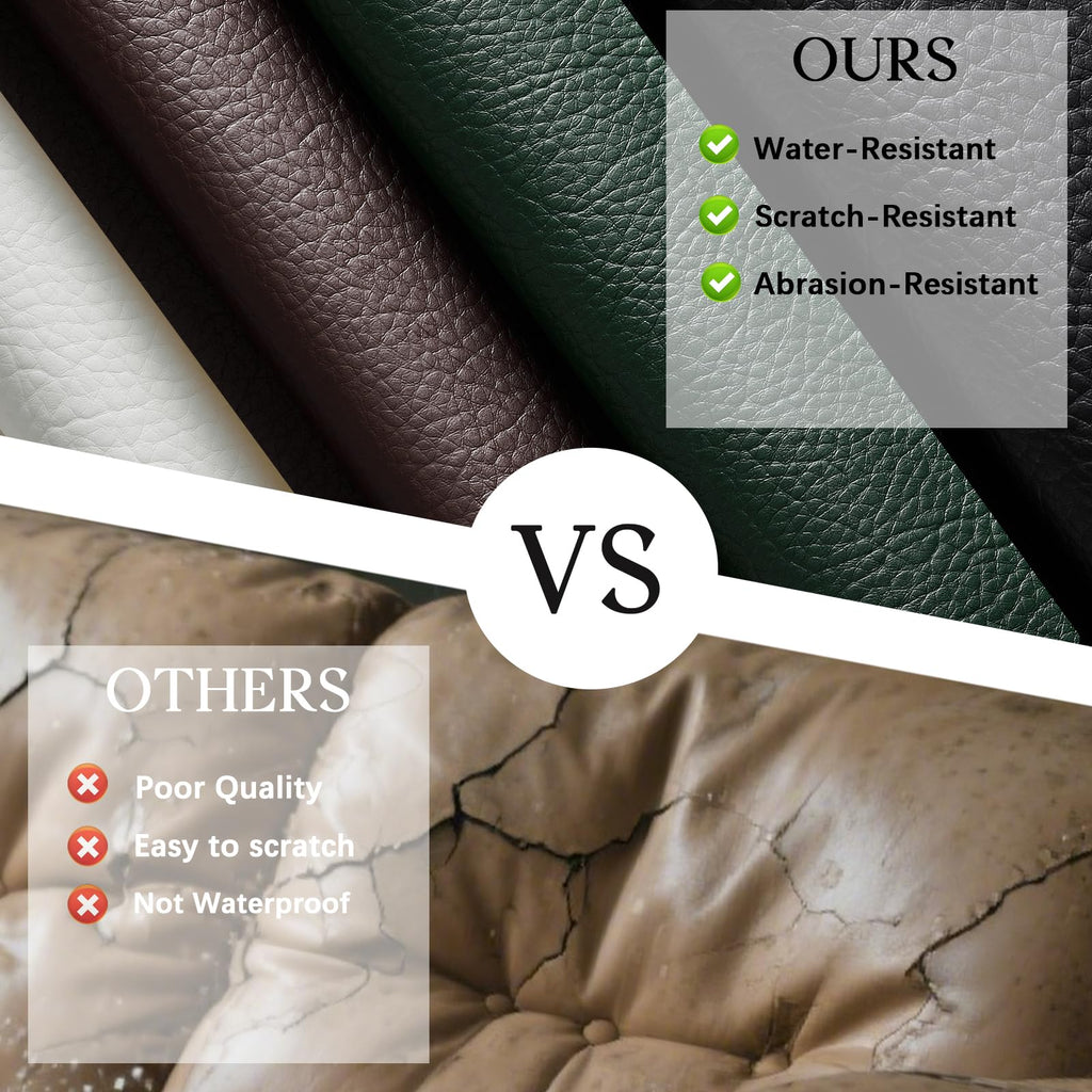 Faux Leather Fabric by The Yard 55" W Durable Outdoor Upholstery Fabric Waterproof PU Leather for Crafts Furniture