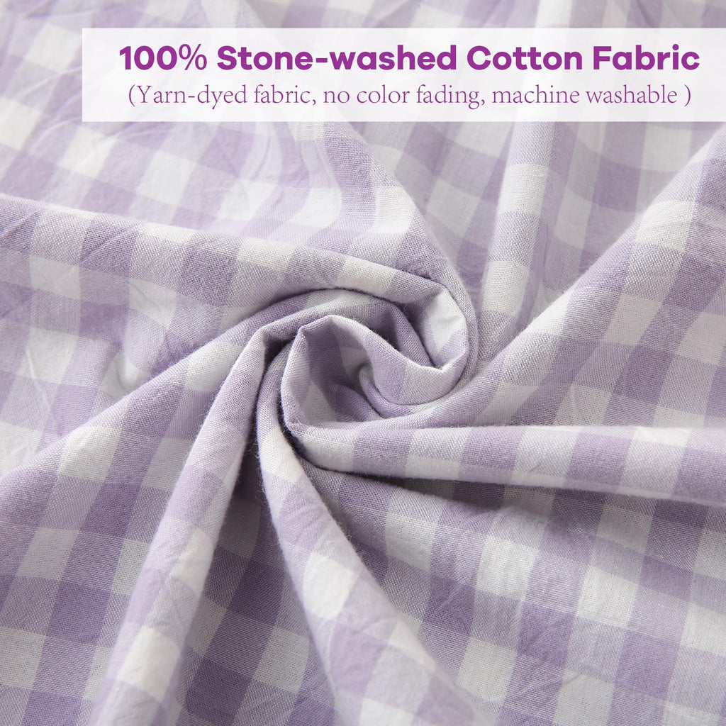 Lavender Lilac Gingham Coffee Picnic Tablecloth Round Dia.51"