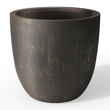 Large Round Bowl Vintage BRN Concrete Planter 18" Dia, Outdoor