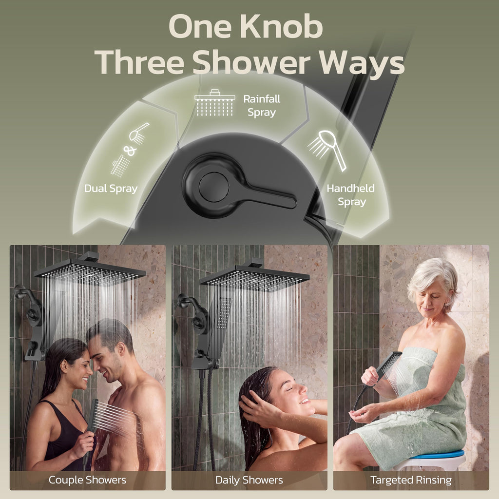 12-Inch Filtered Rain Shower Head with Handheld Spray Combo Matte Black