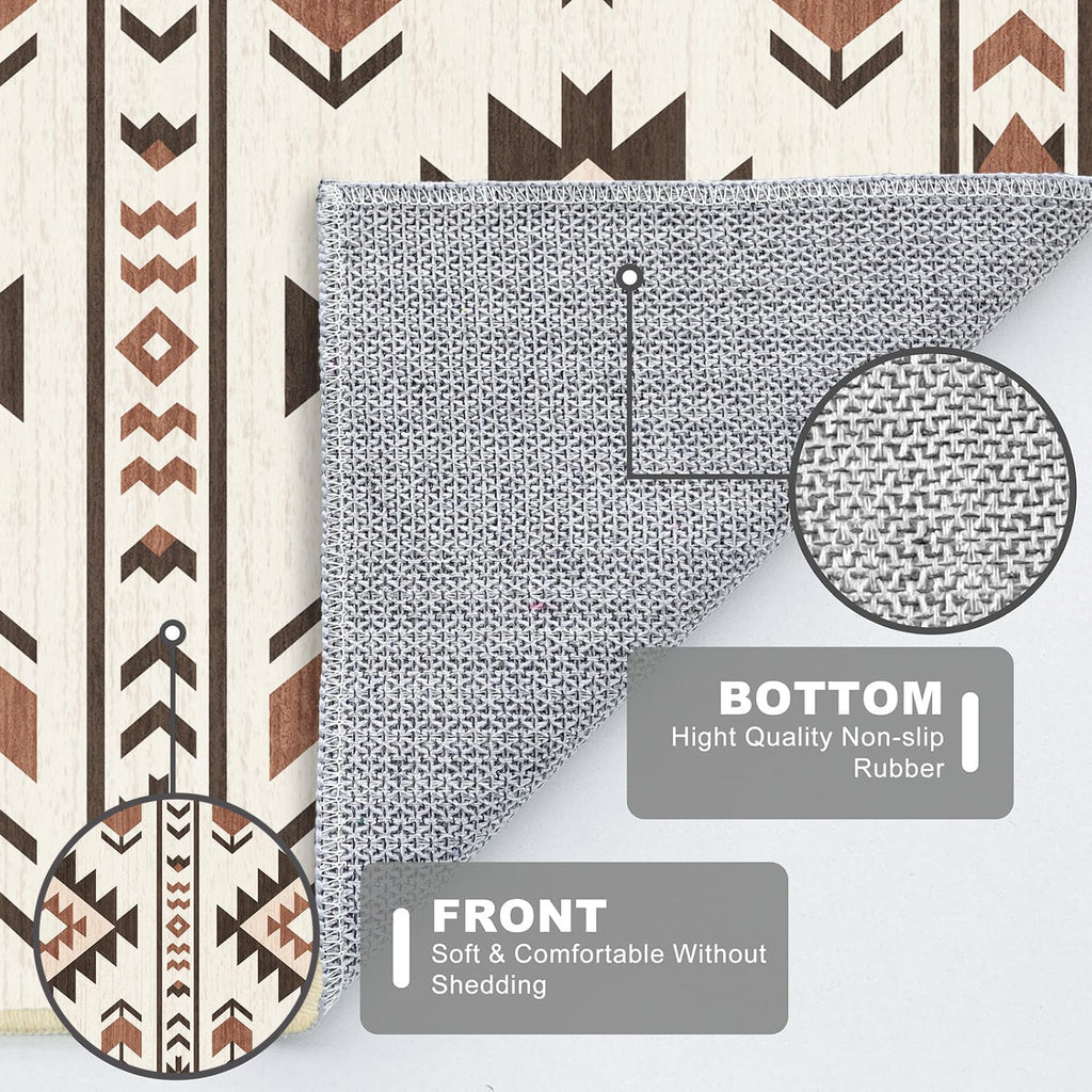 Western Runner Rug Kitchen Bedroom, Southwestern Aztec Tribal Runner Rugs Southwest Navajo Machine Washable Rug