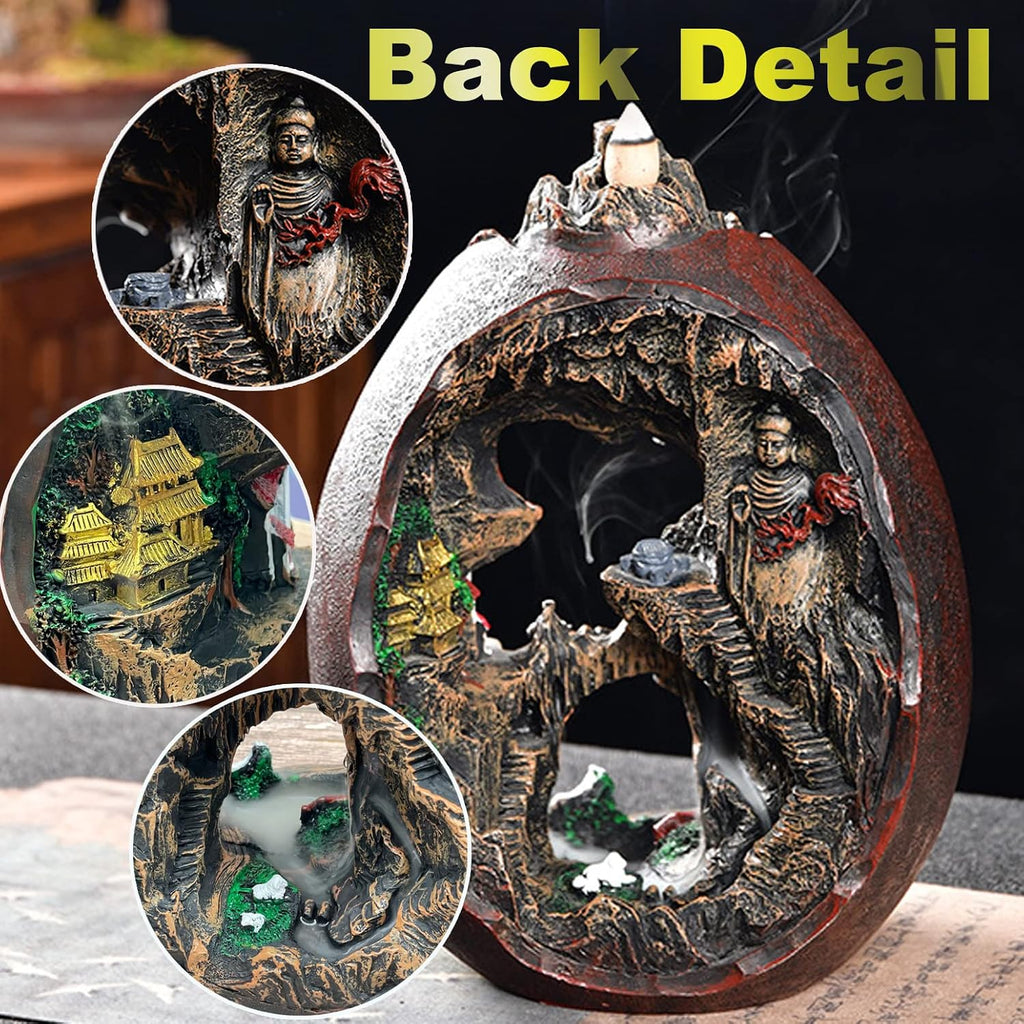 Mountain Waterfall Incense Burner,Backfall Incense Holder River, Incense Falls Meditation Decor for Room with Upgrade - Set of 100