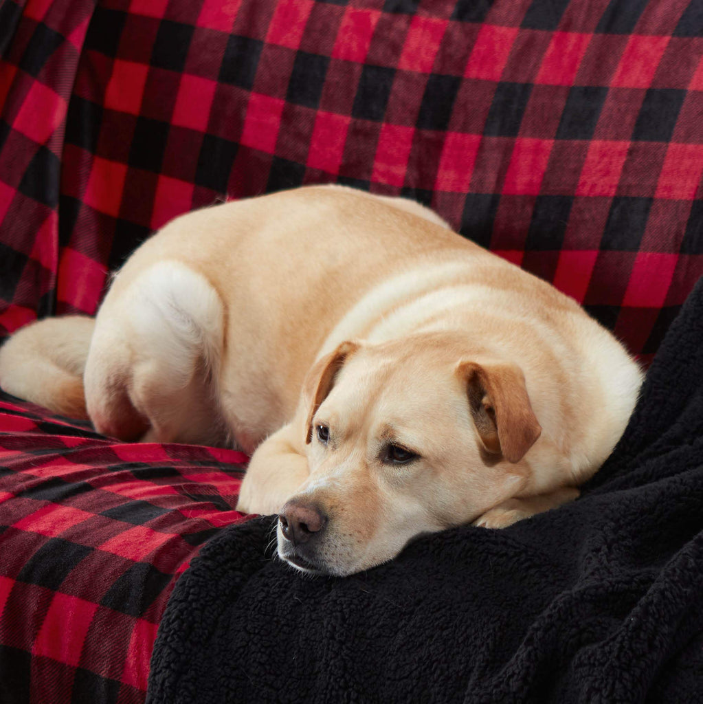 Sherpa Throw Blanket Super Soft Reversible Ultra Luxurious Plush Blanket, 102 x 90 inches, Buffalo Check Red/Black