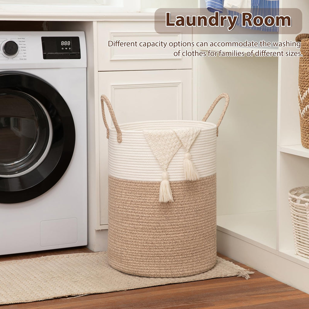 60L Nursery Hamper Laundry Basket Laundry Hamper Brown/White