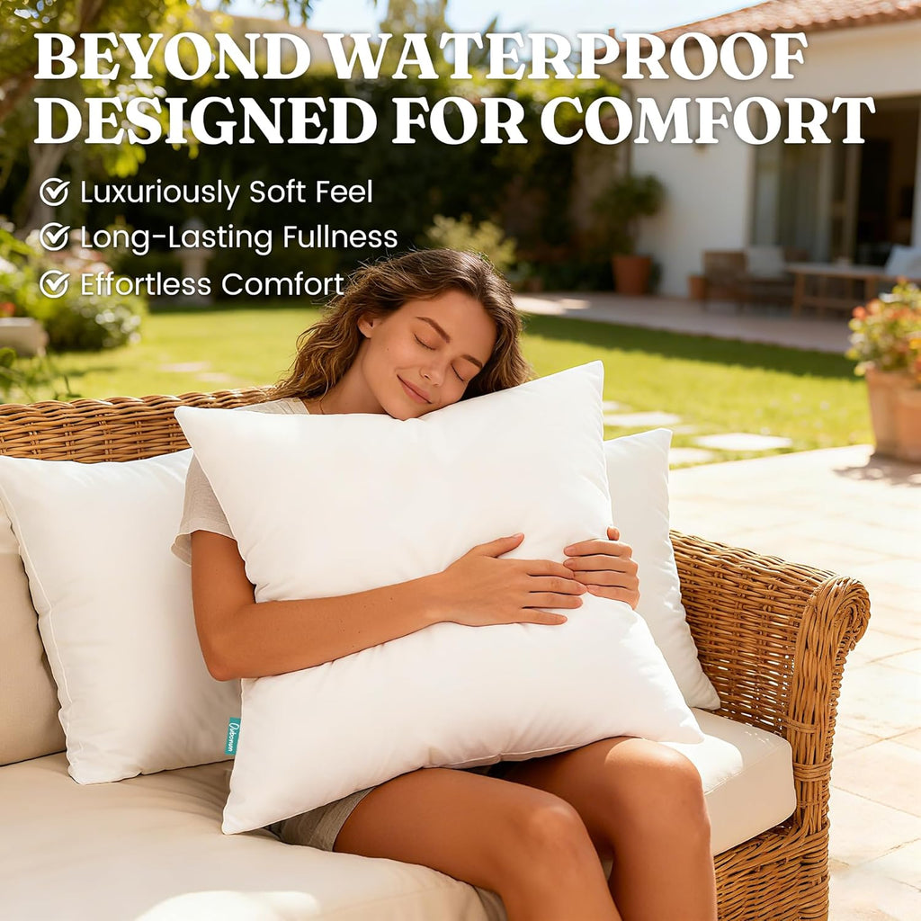 12x20 Outdoor Lumbar Pillow Inserts Waterproof Cushions - Set of 2