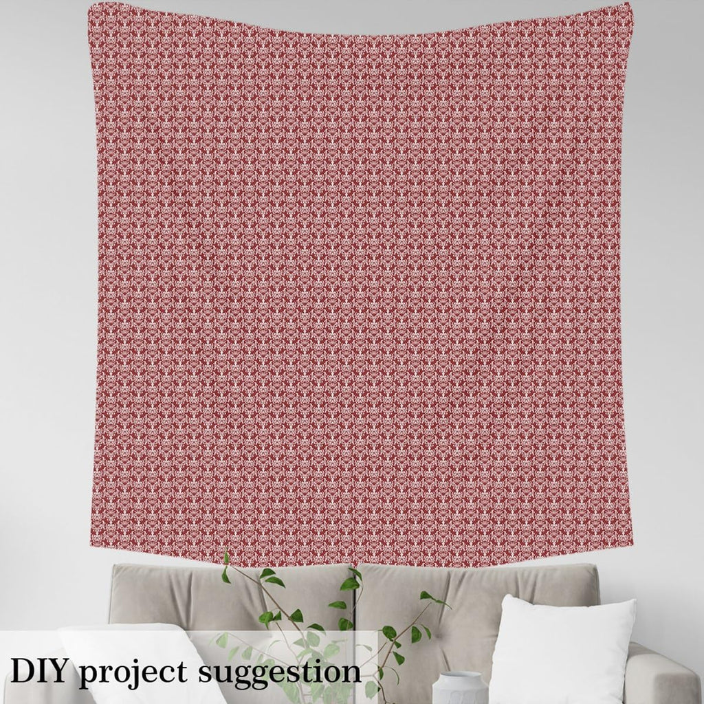 Red Damask Fabric By The Yard Death Moth Gothic Upholstery Fabric for Chairs Vintage Floral Jacquard Bohemia Boho