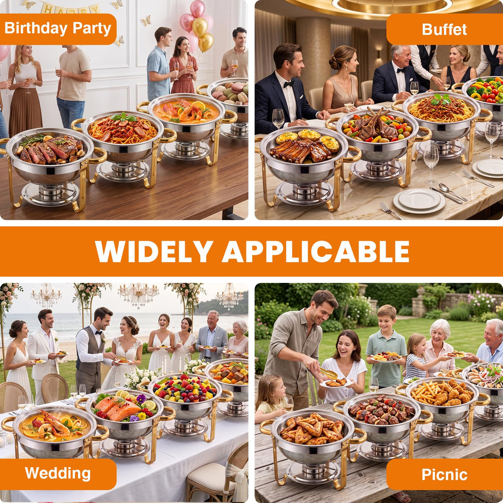 7QT Stainless Steel Chafing Dishes for Buffet with Serving Tongs