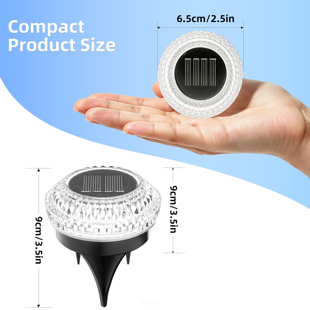 Solar Ground Lights Outdoor, 12 Pack Flat Solar Pathway Lights, IP67 Waterproof Solar Powered Disc Lights, Landscape