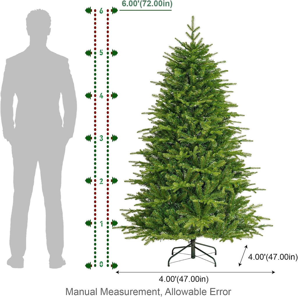 Prelit Christmas Tree, Green Full Artificial Christmas Tree Majestic Evergreen Fir with 300 Warm