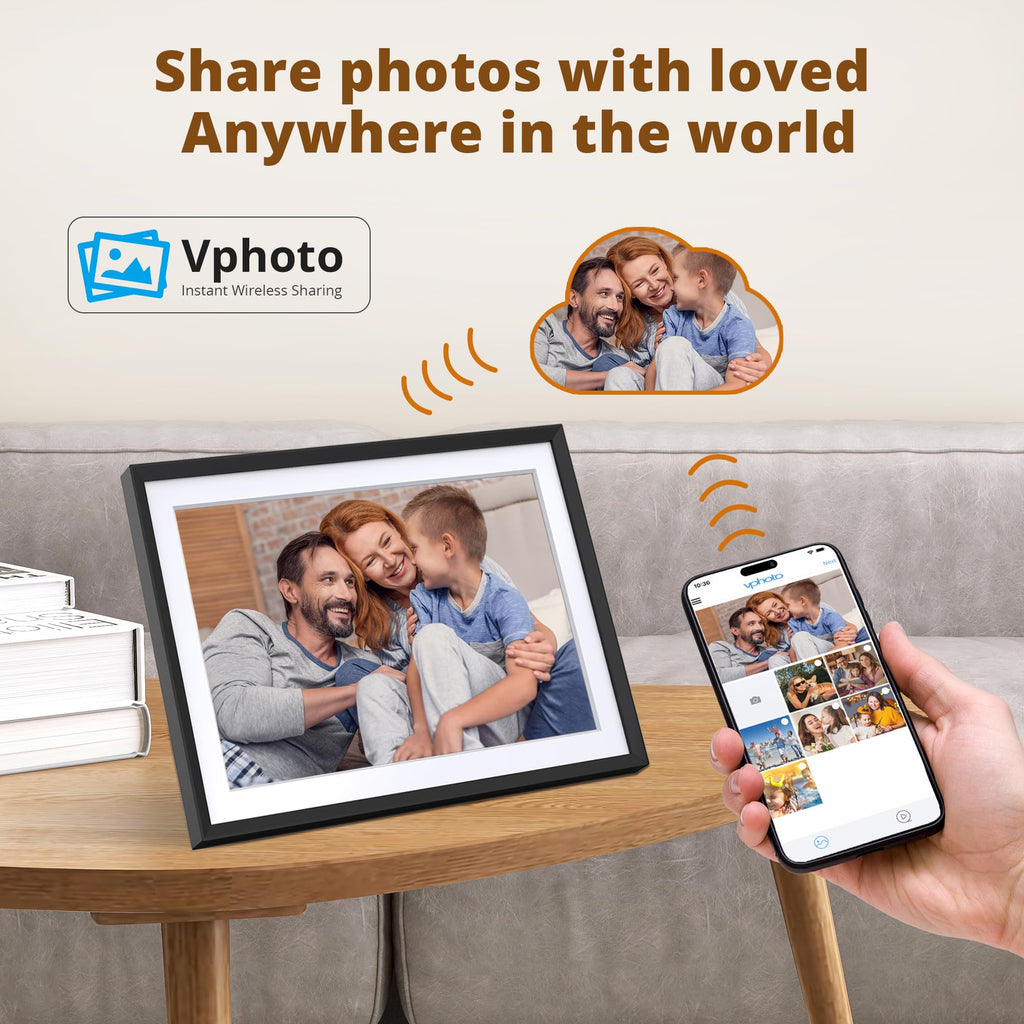 10.1'' WIFI Digital Picture Frame - 1280*800 HD IPS Touch Screen Digital Photo Frame Display, Auto-Rotate, Share
