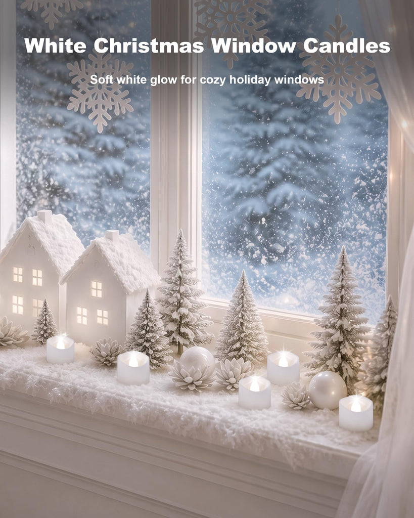 24-Pack Battery Tea Lights with Timer Built in, Auto-On 6H Daily
