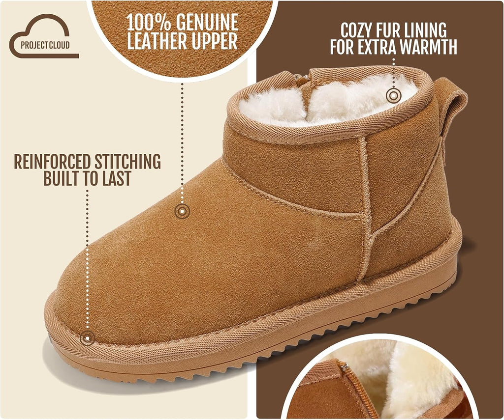 100% Genuine Leather Girls Boots Water Resistant Ankle Boots for Girls