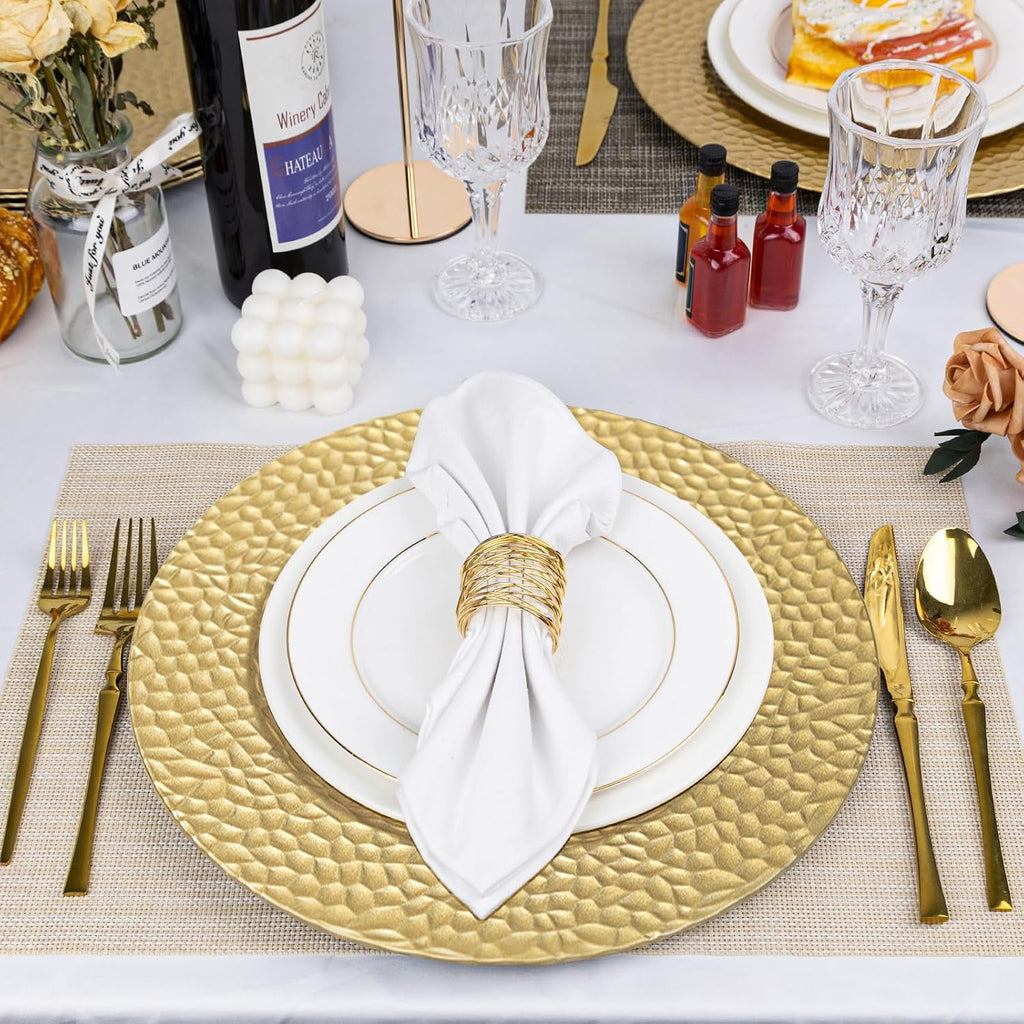 13" Gold Charger Plates, Bubble Charger for Dinner Plates - Set of 12