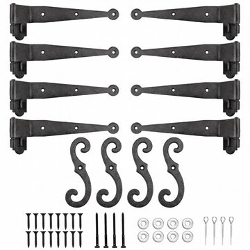 8 Pcs Steel Blind Shutter Hinges Black Pintle Strap Hinge Set