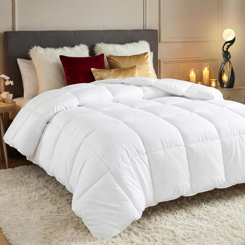 Comforters Twin, All Season Duvet Insert, Down Alternative Box Stitched Bed Comforter with Corner Tabs