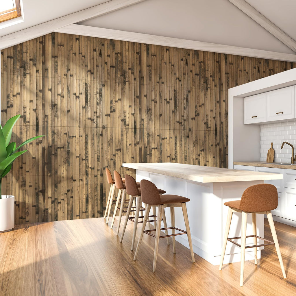 12 x 96 in Pole Wrap Natural Bamboo Wall Panel, 1-Pack, Dark Burned