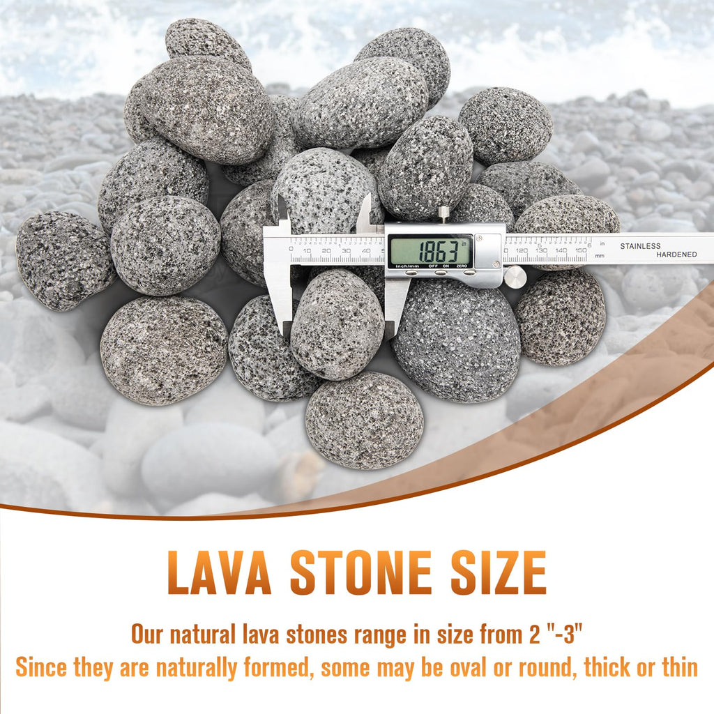 Black Lava Rocks for Fire Pit, 2"-3" Natural Lava Stones